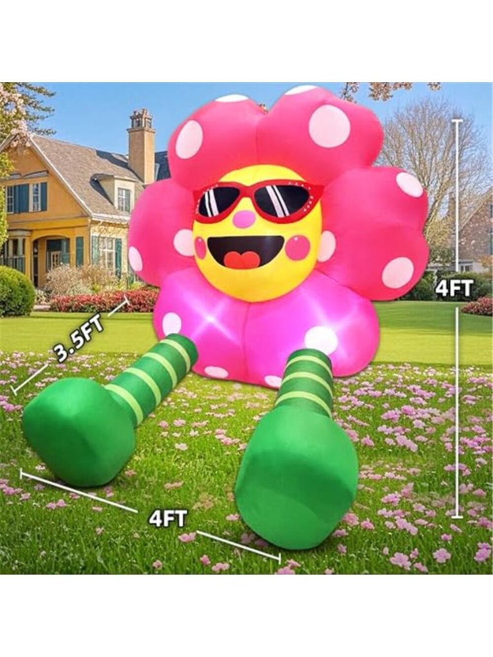 4FT Inflatable Sunflower Blow up Flower Yard Built-in LED Lights Outdoor Decor - Picture 2 of 6